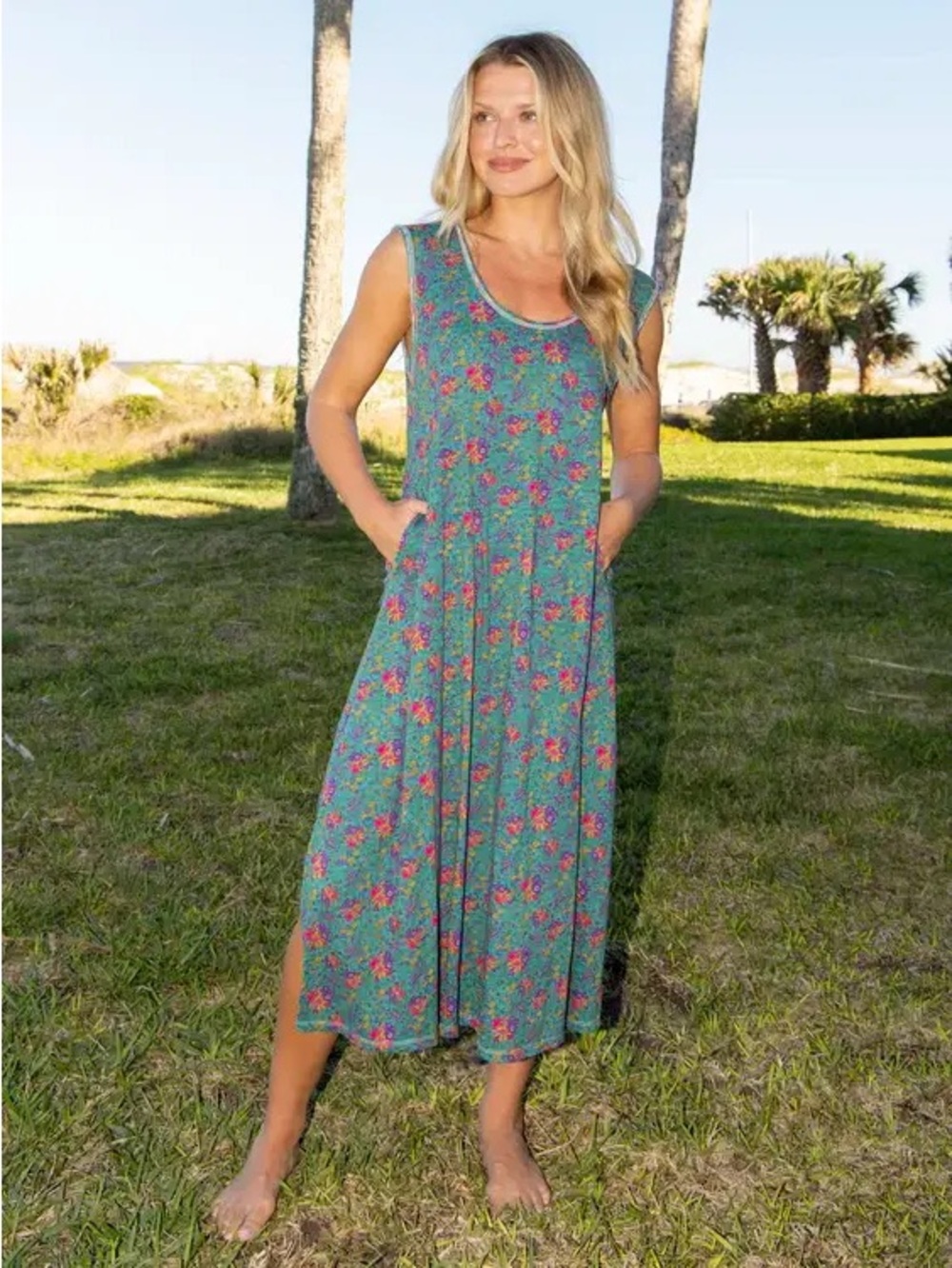 Natural Life Cotton Floral Midi Dress size Medium